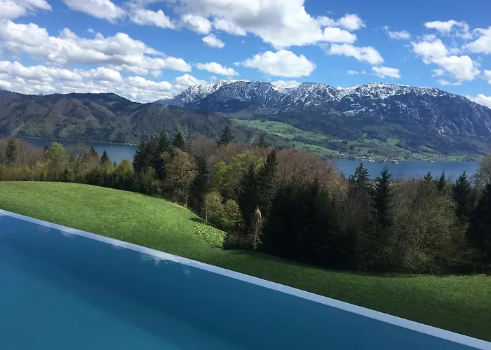 Attersee Luxury Design With Dream Views, Large Pool And Sauna